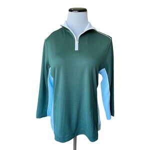 Vintage Lilys Of Beverly Hills 1/4 Zip Shirt Size M Green Golf Tennis Pickleball